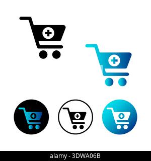 Abstract Cart Plus Icon Illustration, can be used for business designs, presentation designs or any suitable designs. Stock Vector