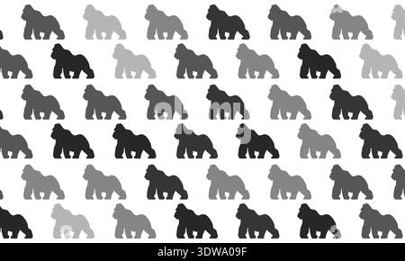 Black and White Gorilla Seamless Pattern Background, can be used for business designs, presentation designs or any suitable designs. Stock Vector