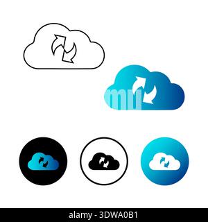 Abstract Cloud Data Synchronization Icon Illustration, can be used for business designs, presentation designs or any suitable designs. Stock Vector