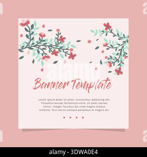 Beautiful Floral Pink Banner Template, can be used for business designs, presentation designs or any suitable designs. Stock Vector