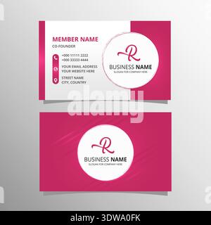 Beautiful Pink Business Card Template With Stripes, can be used for business designs, presentation designs or any suitable designs. Stock Vector