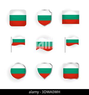 Bulgaria Flag Icons Set, can be used for business designs, presentation designs or any suitable designs. Stock Vector