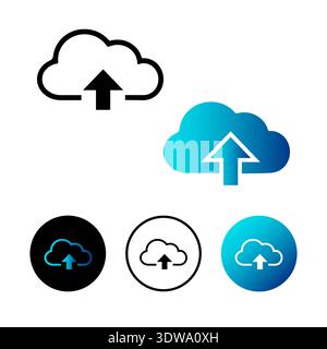 Abstract Cloud Data Upload Icon Illustration, can be used for business designs, presentation designs or any suitable designs. Stock Vector