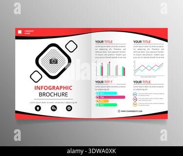 Bifold brochure infographic template with flat style, you can use it in your business designs, presentation designs or any suitable designs. Stock Vector
