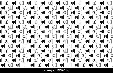 Black and White Megaphone Seamless Pattern, can be used for business designs, presentation designs or any suitable designs. Stock Vector