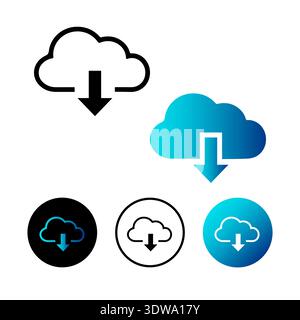 Abstract Cloud Data Download Icon Illustration, can be used for business designs, presentation designs or any suitable designs. Stock Vector