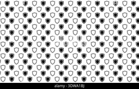 Black and White Shield Seamless Pattern, can be used for business designs, presentation designs or any suitable designs. Stock Vector