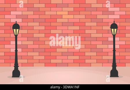 Brick wall street scene, can be used for business designs, presentation designs or any suitable designs. Stock Vector