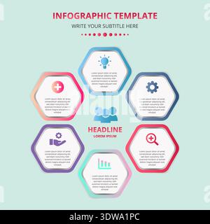 Business honeycomb infographic template for presentation, can be used for business designs, presentation designs or any suitable designs. Stock Vector