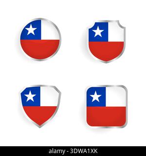 Chile Country Badge and Label Collection, can be used for business designs, presentation designs or any suitable designs. Stock Vector