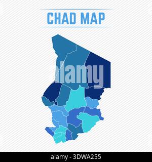 Chad Detailed Map With Cities, can be used for business designs, presentation designs or any suitable designs. Stock Vector