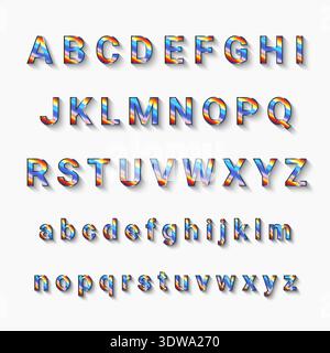 Chromatic Alphabet A to Z with Capital and Small Letters, can be used for business designs, presentation designs or any suitable designs. Stock Vector