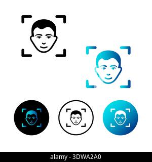 Abstract Face Recognition Icon Illustration, can be used for business designs, presentation designs or any suitable designs. Stock Vector