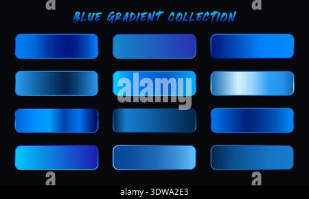 Blue Gradients Swatches Set, can be used for business designs, presentation designs or any suitable designs. Stock Vector