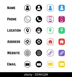Business Card Icons Collection, can be used for business designs, presentation designs or any suitable designs. Stock Vector
