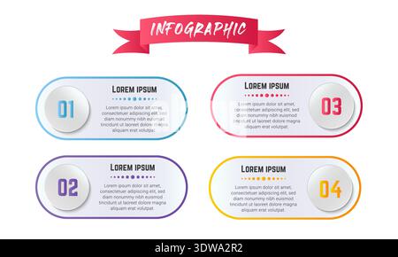 Business Rounded Infographic With Numbers, can be used for business designs, presentation designs or any suitable designs. Stock Vector