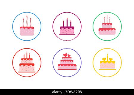Colorful Cake Icon Set, can be used for business designs, presentation designs or any suitable designs. Stock Vector