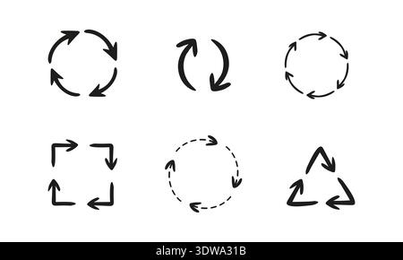 Circular Arrows Icon Set, can be used for business designs, presentation designs or any suitable designs. Stock Vector