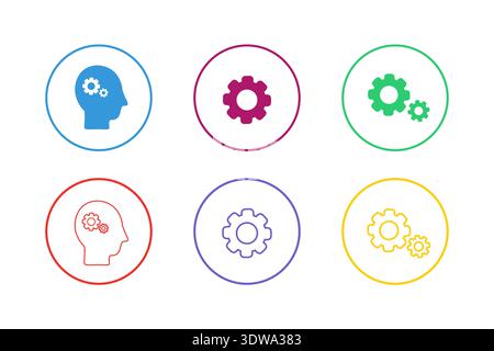 Colorful Gears Icon Set, can be used for business designs, presentation designs or any suitable designs. Stock Vector