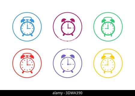 Colorful Alarm Icon Set, can be used for business designs, presentation designs or any suitable designs. Stock Vector