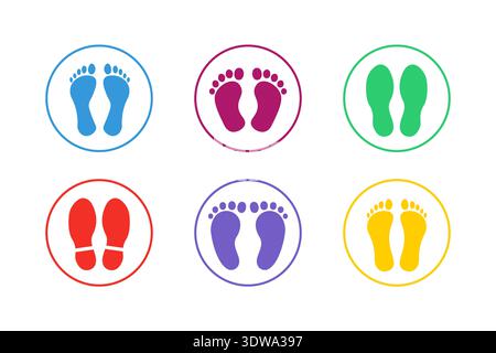 Colorful Footprint Icon Set, can be used for business designs, presentation designs or any suitable designs. Stock Vector