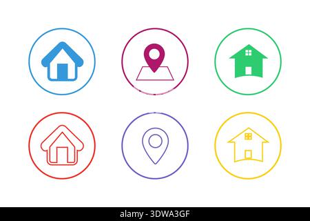 Colorful Address Icon Set, can be used for business designs, presentation designs or any suitable designs. Stock Vector