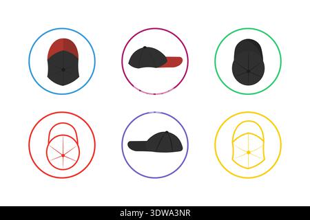 Colorful Caps Icon Set, can be used for business designs, presentation designs or any suitable designs. Stock Vector