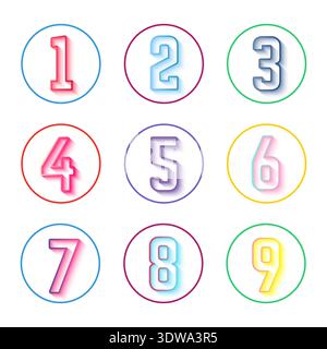 Colorful Numbers Icon Set, can be used for business designs, presentation designs or any suitable designs. Stock Vector