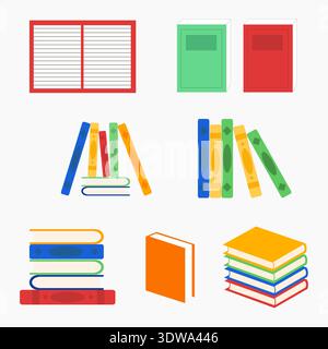 Colorful Books in Different Positions, can be used for business designs, presentation designs or any suitable designs. Stock Vector