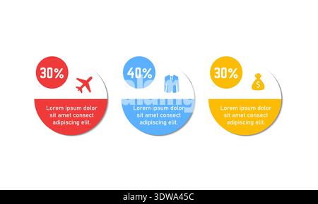 Colorful Three Steps Infographic Template, can be used for business designs, presentation designs or any suitable designs. Stock Vector