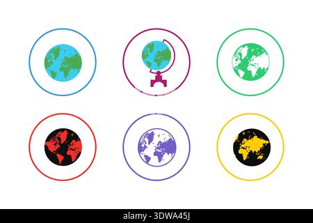 Colorful Earth Icon Set, can be used for business designs, presentation designs or any suitable designs. Stock Vector