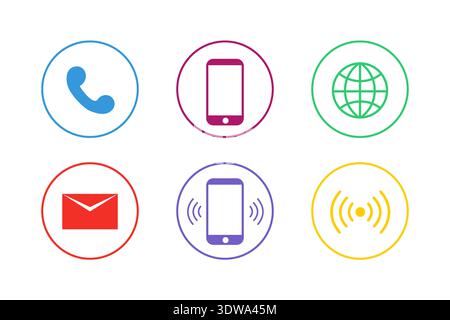 Colorful Communication Icon Set, can be used for business designs, presentation designs or any suitable designs. Stock Vector