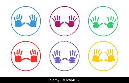 Colorful Hand Print Icon Set, can be used for business designs, presentation designs or any suitable designs. Stock Vector
