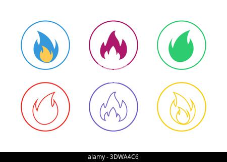 Colorful Fire Icon Set, can be used for business designs, presentation designs or any suitable designs. Stock Vector