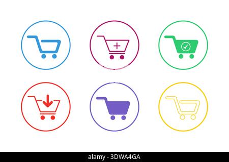 Colorful Shopping Cart Icon Set, can be used for business designs, presentation designs or any suitable designs. Stock Vector