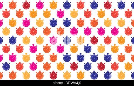 Colorful Stopwatch Seamless Pattern Background, can be used for business designs, presentation designs or any suitable designs. Stock Vector