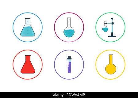 Colorful Medical Flask Icon Set, can be used for business designs, presentation designs or any suitable designs. Stock Vector