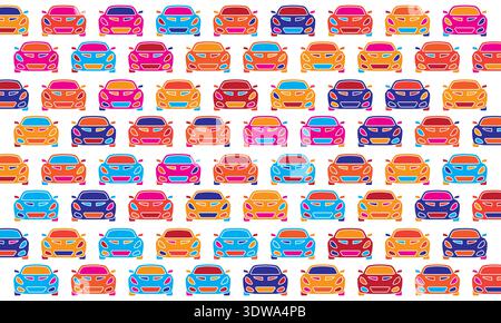 Colorful Racing Car Seamless Pattern Background, can be used for business designs, presentation designs or any suitable designs. Stock Vector