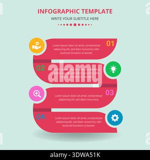 Colorful ribbon infographic template, can be used for business designs, presentation designs or any suitable designs. Stock Vector