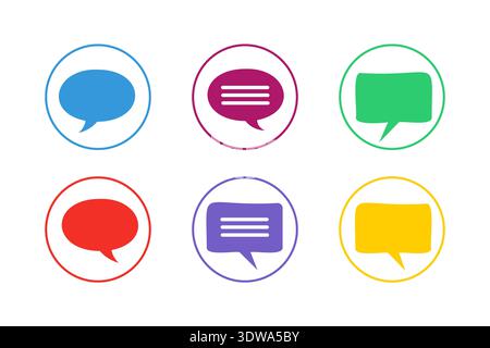 Colorful Speech Bubbles Icon Set, can be used for business designs, presentation designs or any suitable designs. Stock Vector