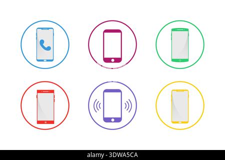 Colorful Smartphone Icon Set, can be used for business designs, presentation designs or any suitable designs. Stock Vector