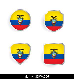 Ecuador Country Badge and Label Collection, can be used for business designs, presentation designs or any suitable designs. Stock Vector