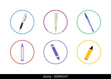 Colorful Pen Icon Set, can be used for business designs, presentation designs or any suitable designs. Stock Vector
