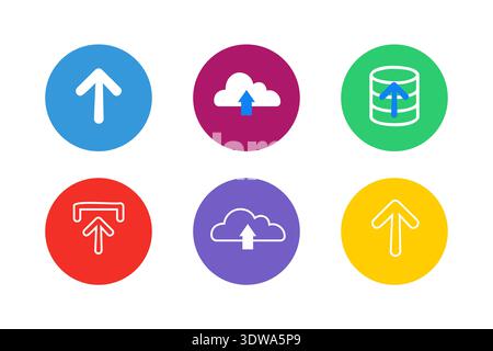 Colorful Upload Icon Set, can be used for business designs, presentation designs or any suitable designs. Stock Vector