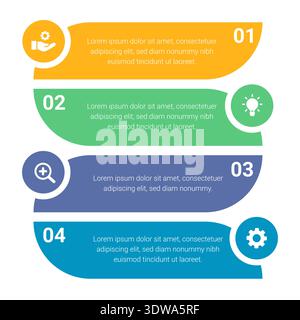 Colorful Rectangles Infographic With Icons and Texts, can be used for business designs, presentation designs or any suitable designs. Stock Vector