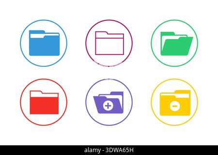 Colorful Folder Icon Set, can be used for business designs, presentation designs or any suitable designs. Stock Vector