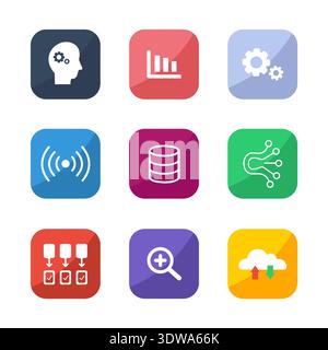 Data Analysis Icons Set, can be used for business designs, presentation designs or any suitable designs. Stock Vector