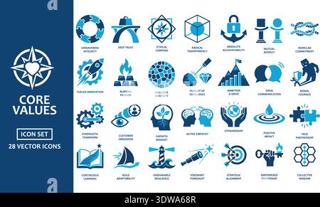 Core values icons collection is a vector illustration with editable ...