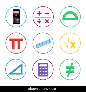 Colorful Math Icon Set, can be used for business designs, presentation designs or any suitable designs. Stock Vector