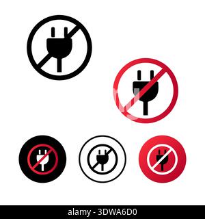 Abstract No Electric Plug Icon Illustration, can be used for business designs, presentation designs or any suitable designs. Stock Vector
